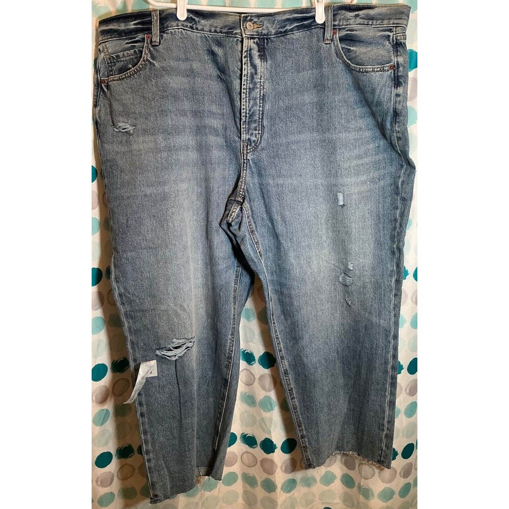 New Old Navy Women Distressed 26W Plus Size Slouchy Straight Jeans Pants